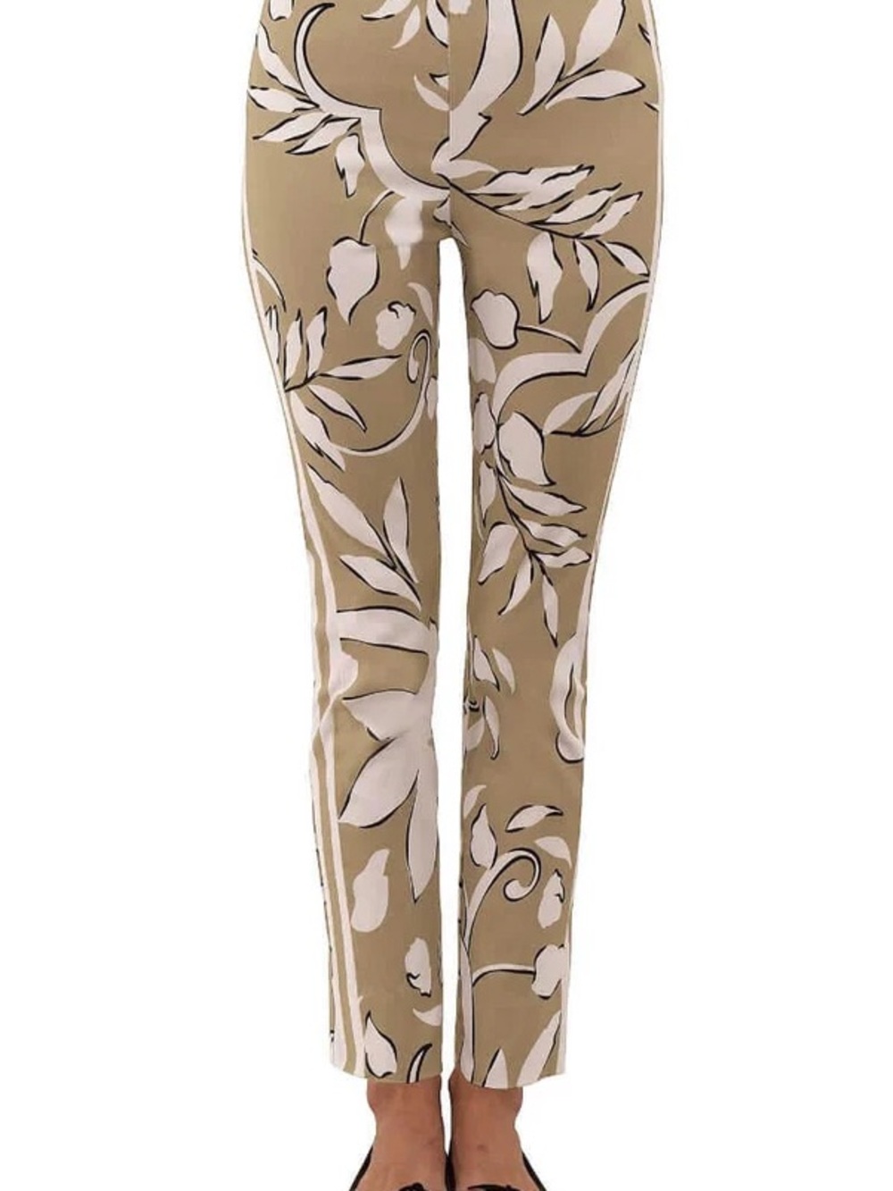 Gretchen Scott Designs Beige Floral Slim Crop Pants